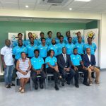 saint lucia cricket: Athletes and officials (seated centre Minister Hon Kenson Carsimir)